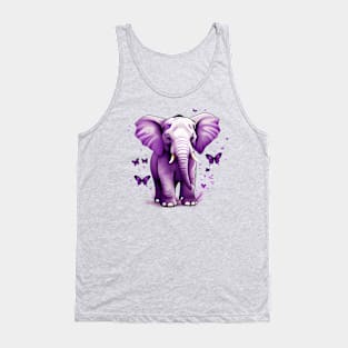 Cute Baby Elephant with Butterflies Design Tank Top